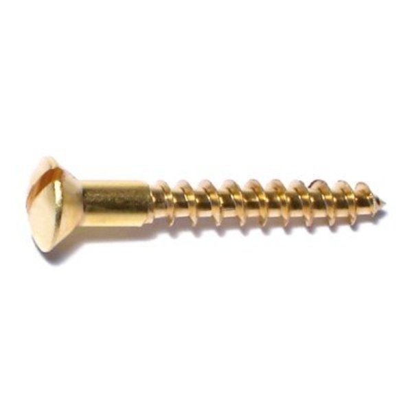 Midwest Fastener Wood Screw, #8, 1-1/4 in, Plain Brass Oval Head Slotted Drive, 30 PK 61657